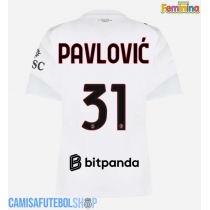 Camisa de time de futebol AC Milan Strahinja Pavlovic #31 Replicas 2º Equipamento Feminina 2026-27 Manga Curta
